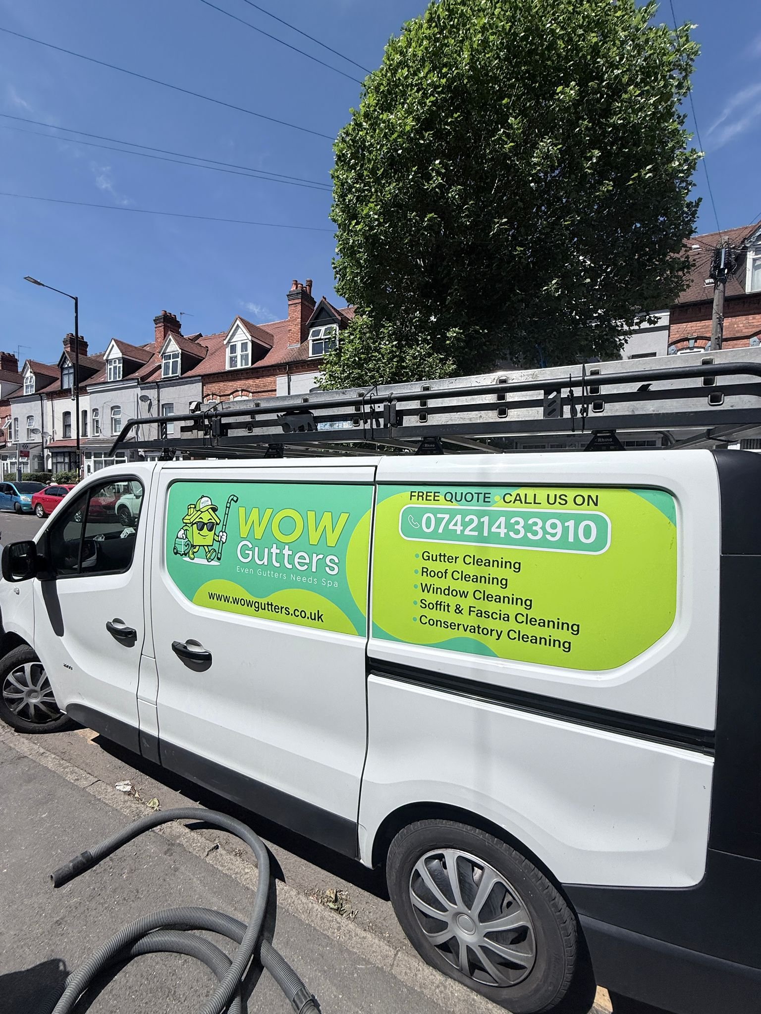 WOW Gutters Ltd branded service van — professional gutter services across Birmingham and the West Midlands